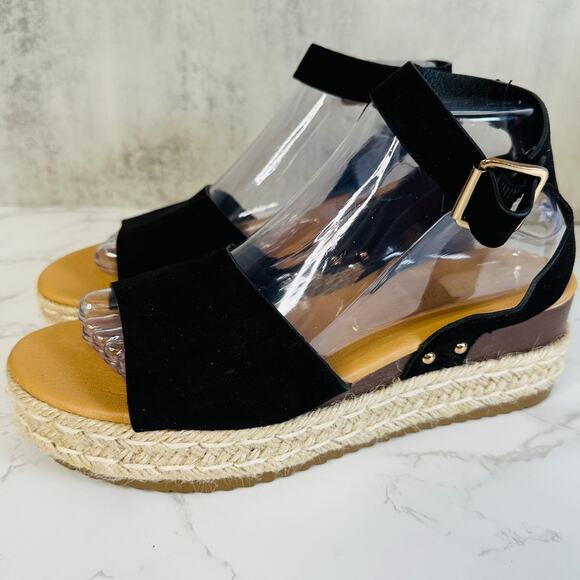 Dream Pairs Maria Sandals Black Beige Women's 9 Platform Espadrilles Strap Wedge - Picture 6 of 8